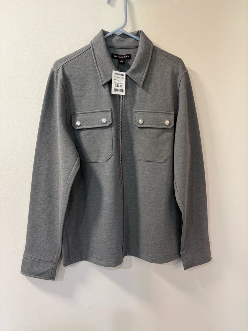 Michael Kors Light Gray Zip-Front Jacket